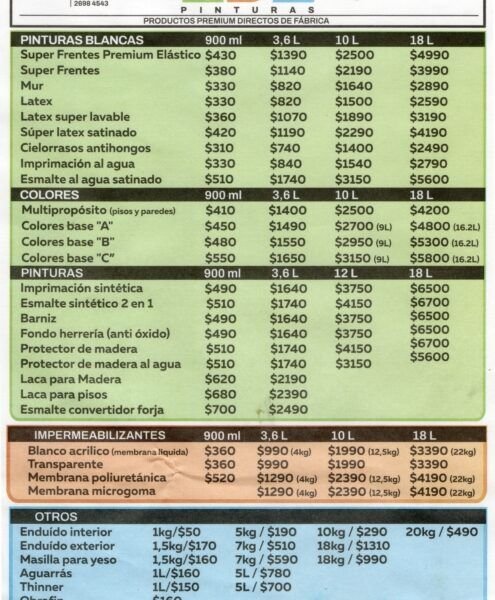 EBE Pinturas - Lista de Precios