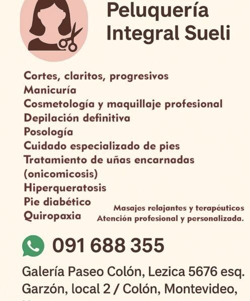 Cortes, claritos, progresivos, manicuría, maquillaje, depilación, posología, etc